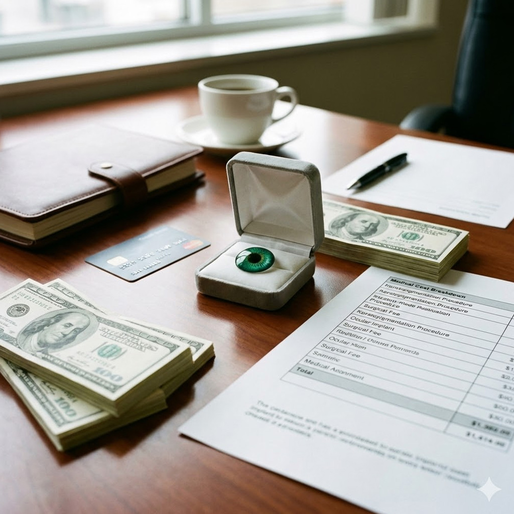 What is the cost of keratopigmentation (eye color change)? What is the cost of FLAAK?